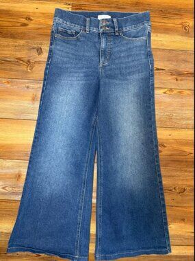 Sofia Vergara Jeans Womens High Rise Wide Leg Denim Medium Wash Stretch